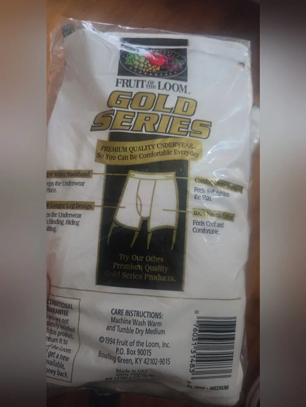 Two 90s/Vintage Fruit of the Loom Gold Series White Men’s Boxer Briefs Packaging